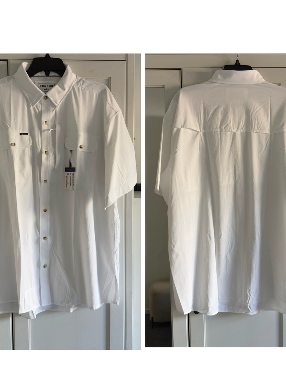Poncho The Salty Dog Short Sleeve Shirt in White Men's Size XL Regular Fit